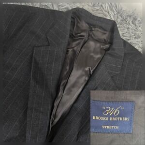 Brooks Brothers 346‎ Mens 46L Charcoal Gray Striped 2 Button Blazer Sport Jacket